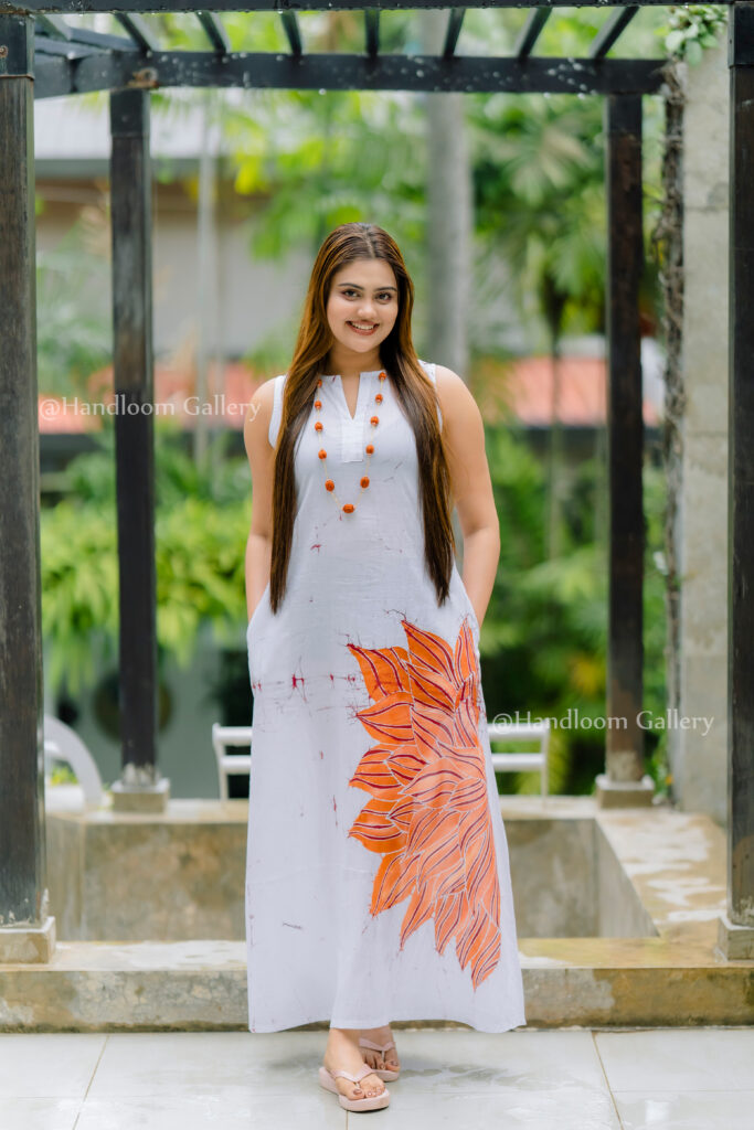 Sunset Bloom Batik Maxi Dress